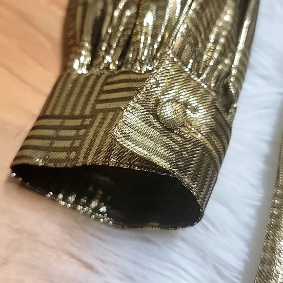 Vintage | Regina Porter | Metallic Gold Lame High Neck Blouse - Picture 8 of 12